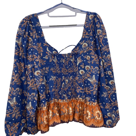 House of Harlow 1960 Floral Lace Up Puff sleeve Blouse - Picture 9 of 15